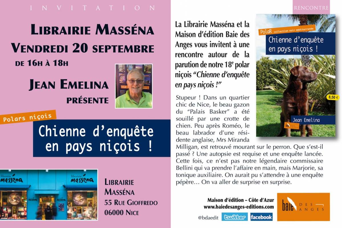 Livres : Jean Emelina présente «Chienne d'enquête en pays niçois !»